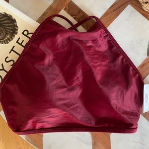 MAROON SMALL HIGH NECK AERIE SWIM TOP